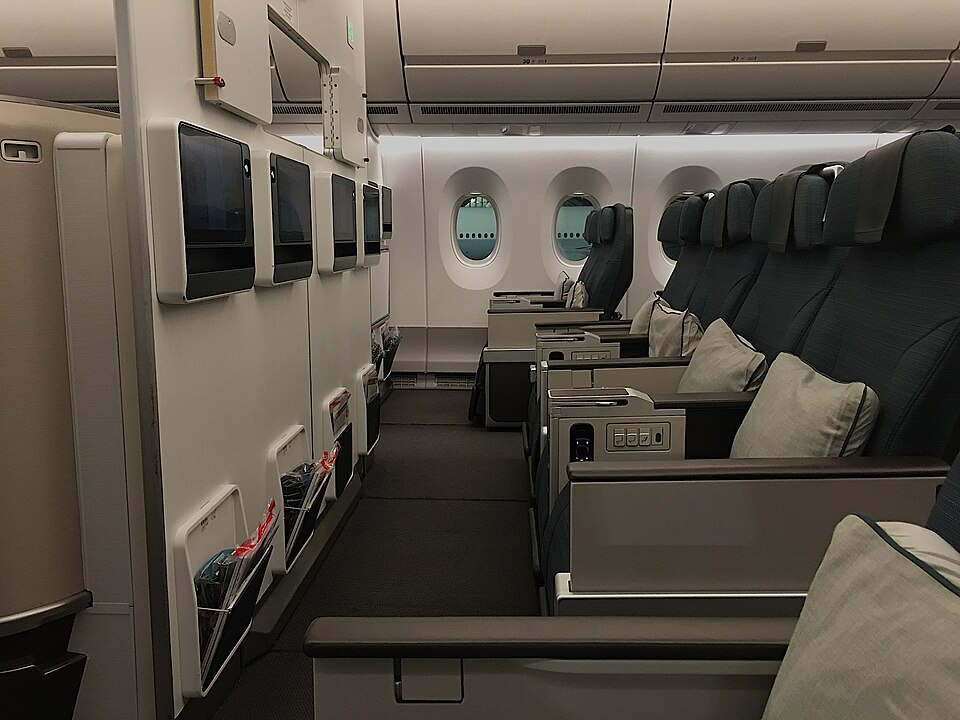 Cathay Pacific A350-900 premium economy · photographed December 2018